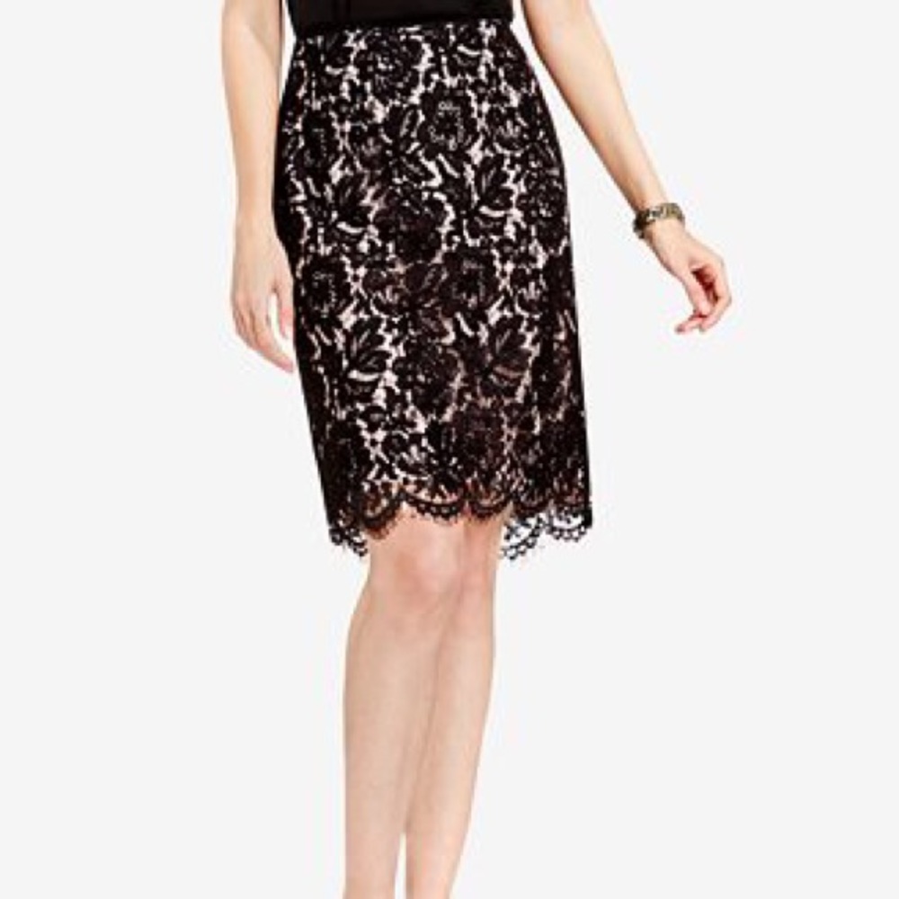 VINCE CAMUTO like new black lace pencil skirt!